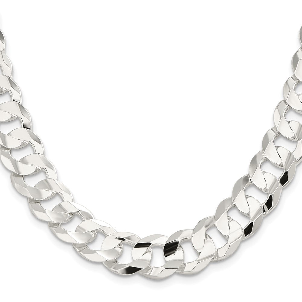 Sterling Silver 14.0mm Concave Beveled Curb Chain