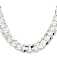 Sterling Silver 14.0mm Concave Beveled Curb Chain