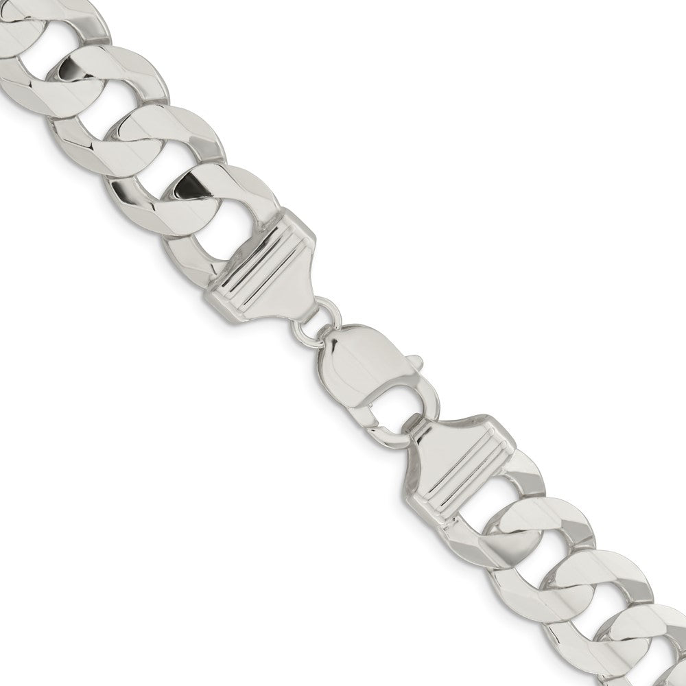 Sterling Silver 14.0mm Concave Beveled Curb Chain
