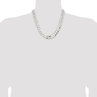 Sterling Silver 14.0mm Concave Beveled Curb Chain