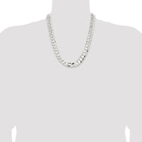 Sterling Silver 14.0mm Concave Beveled Curb Chain