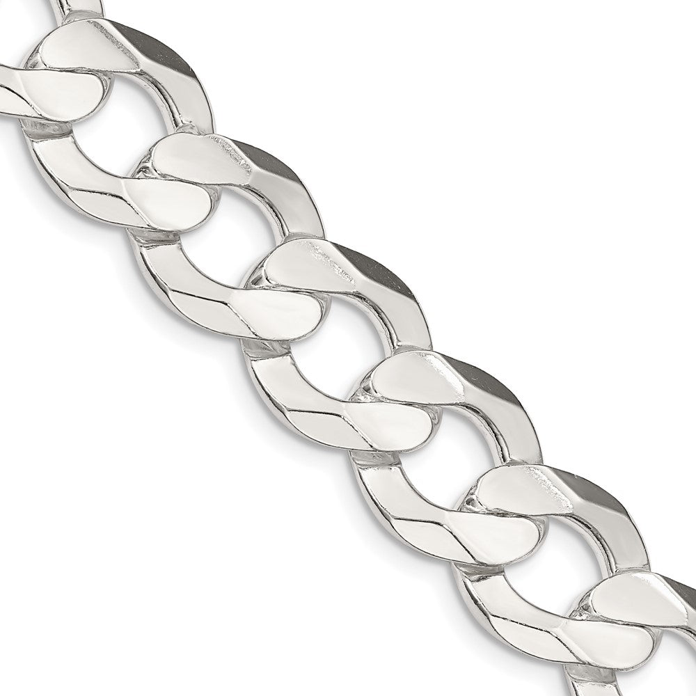 Sterling Silver 14.0mm Concave Beveled Curb Chain