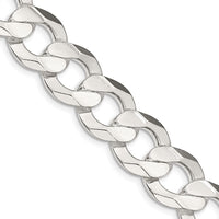 Sterling Silver 14.0mm Concave Beveled Curb Chain