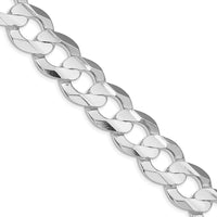 Sterling Silver Rhodium-plated 15.75mm Concave Beveled Curb Chain