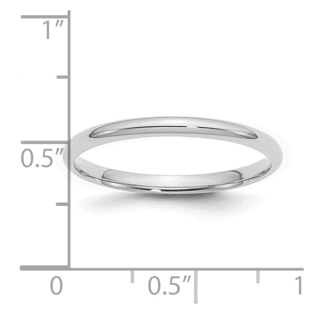Sterling Silver Rhodium-plated 2mm Comfort Fit Size 10 Band
