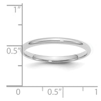 Sterling Silver Rhodium-plated 2mm Comfort Fit Size 12 Band