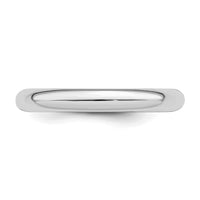 Sterling Silver Rhodium-plated 3mm Comfort Fit Size 10 Band