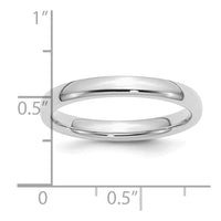 Sterling Silver Rhodium-plated 3mm Comfort Fit Size 9.5 Band