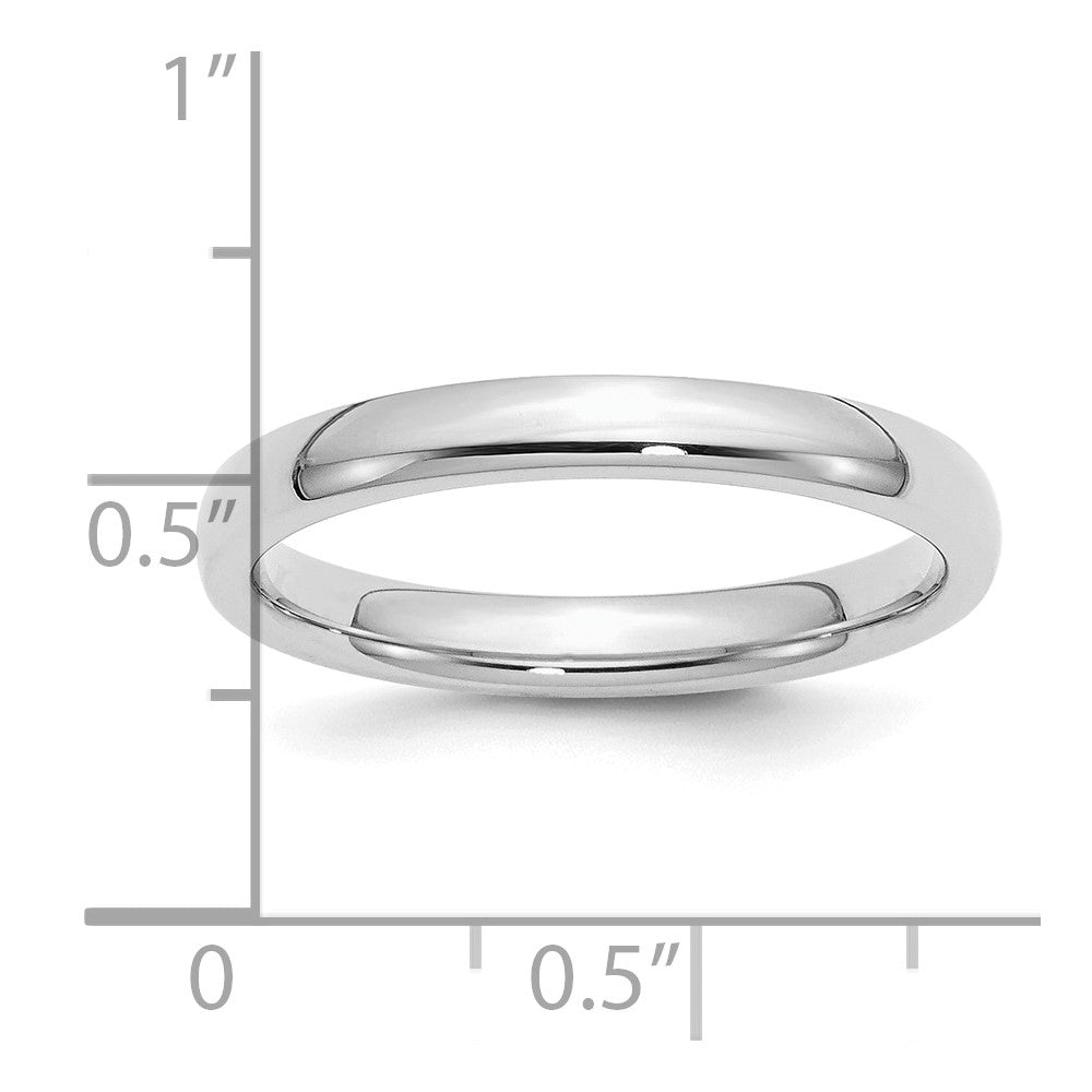 Sterling Silver Rhodium-plated 3mm Comfort Fit Size 4 Band