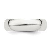 Sterling Silver Rhodium-plated 6mm Comfort Fit Size 10 Band