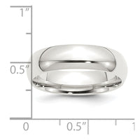 Sterling Silver 6mm Comfort Fit Size 5 Band