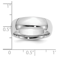 Sterling Silver Rhodium-plated 7mm Comfort Fit Size 10.5 Band