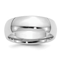 Sterling Silver Rhodium-plated 7mm Comfort Fit Size 8 Band