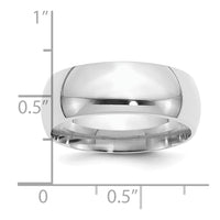 Sterling Silver Rhodium-plated 8mm Comfort Fit Size 7.5 Band