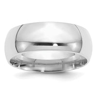 Sterling Silver Rhodium-plated 8mm Comfort Fit Size 9 Band