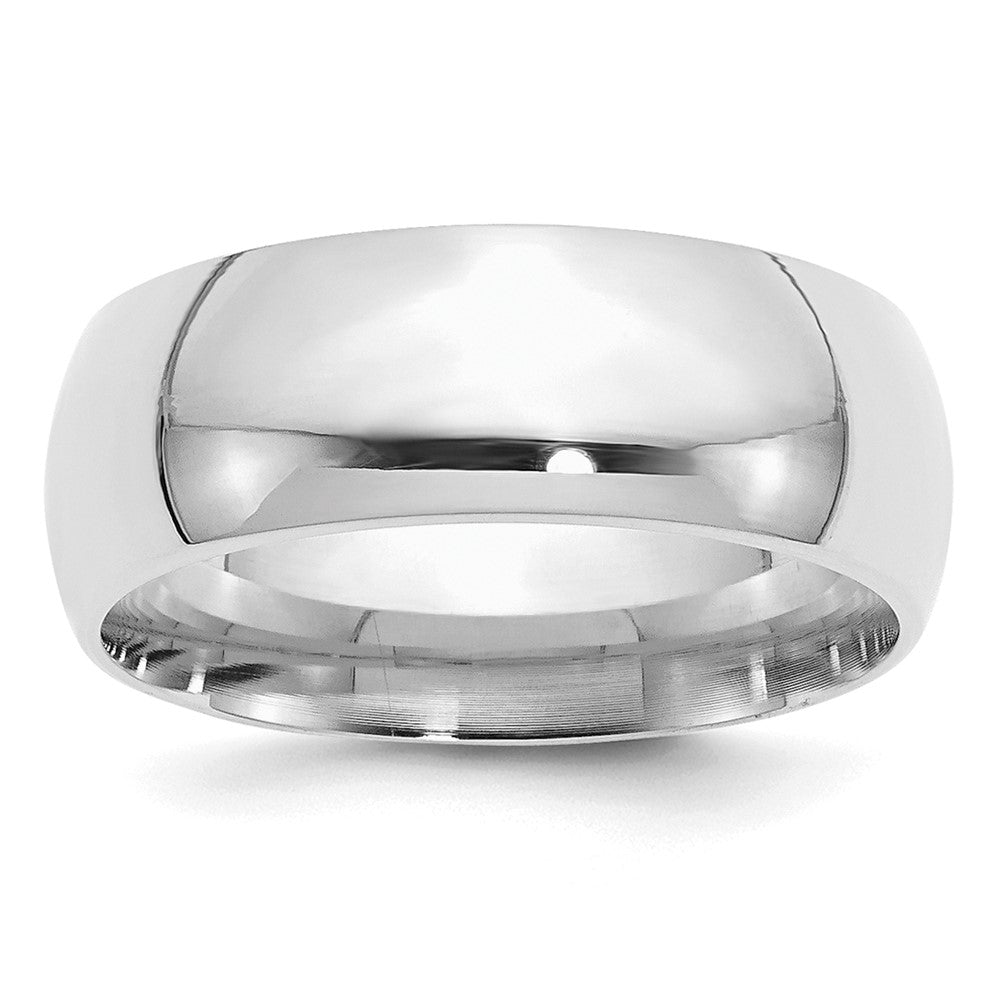 Sterling Silver Rhodium-plated 8mm Comfort Fit Size 10 Band