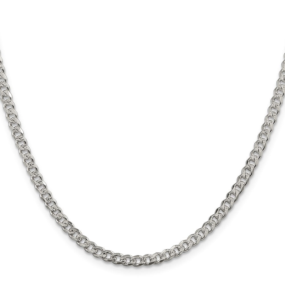 Sterling Silver 3.8mm Pavé Curb Chain