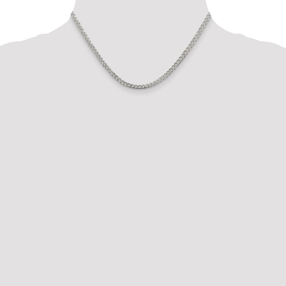 Sterling Silver 3.8mm Pavé Curb Chain