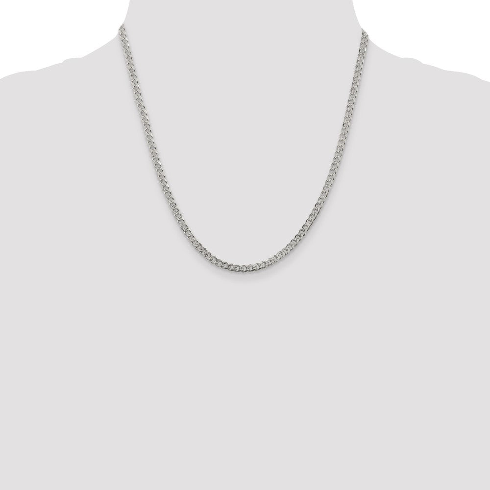 Sterling Silver 3.8mm Pavé Curb Chain