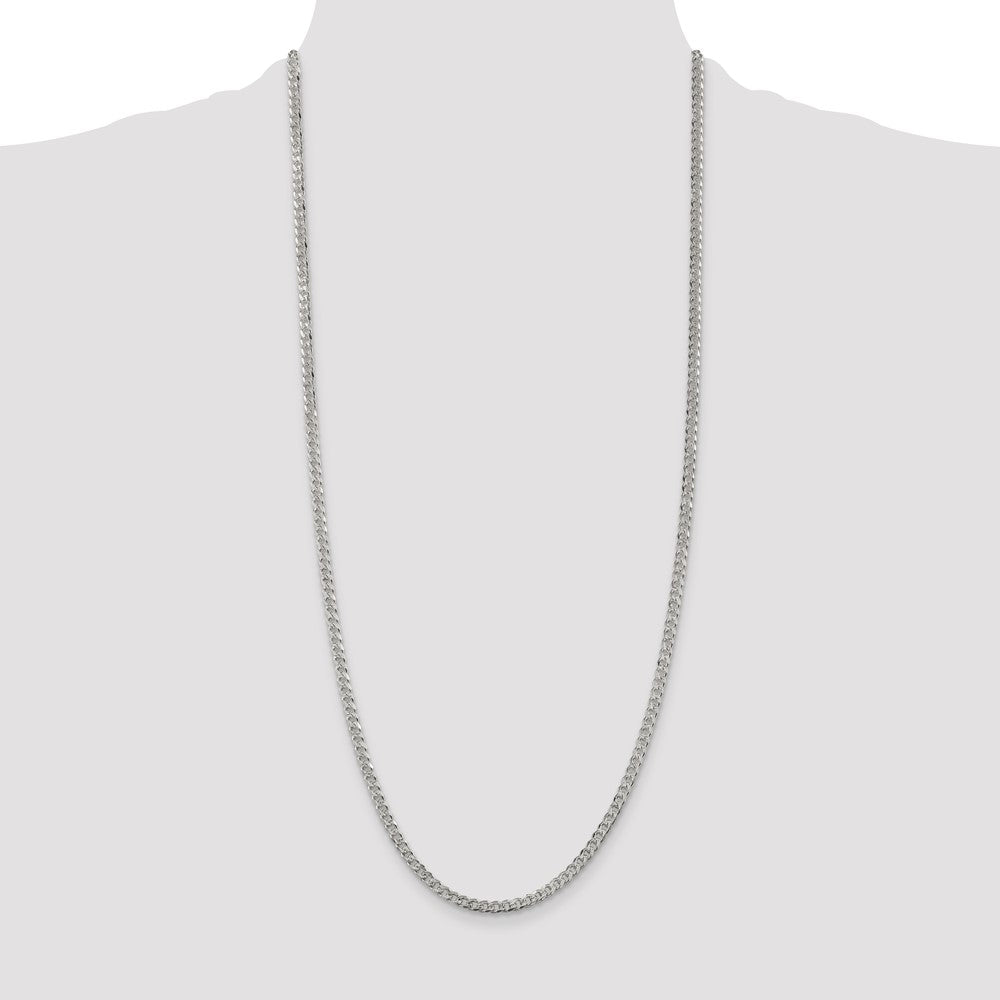 Sterling Silver 3.8mm Pavé Curb Chain