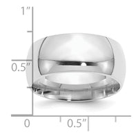 Sterling Silver Rhodium-plated 10mm Comfort Fit Size 8 Band