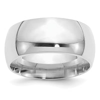 Sterling Silver Rhodium-plated 10mm Comfort Fit Size 8 Band