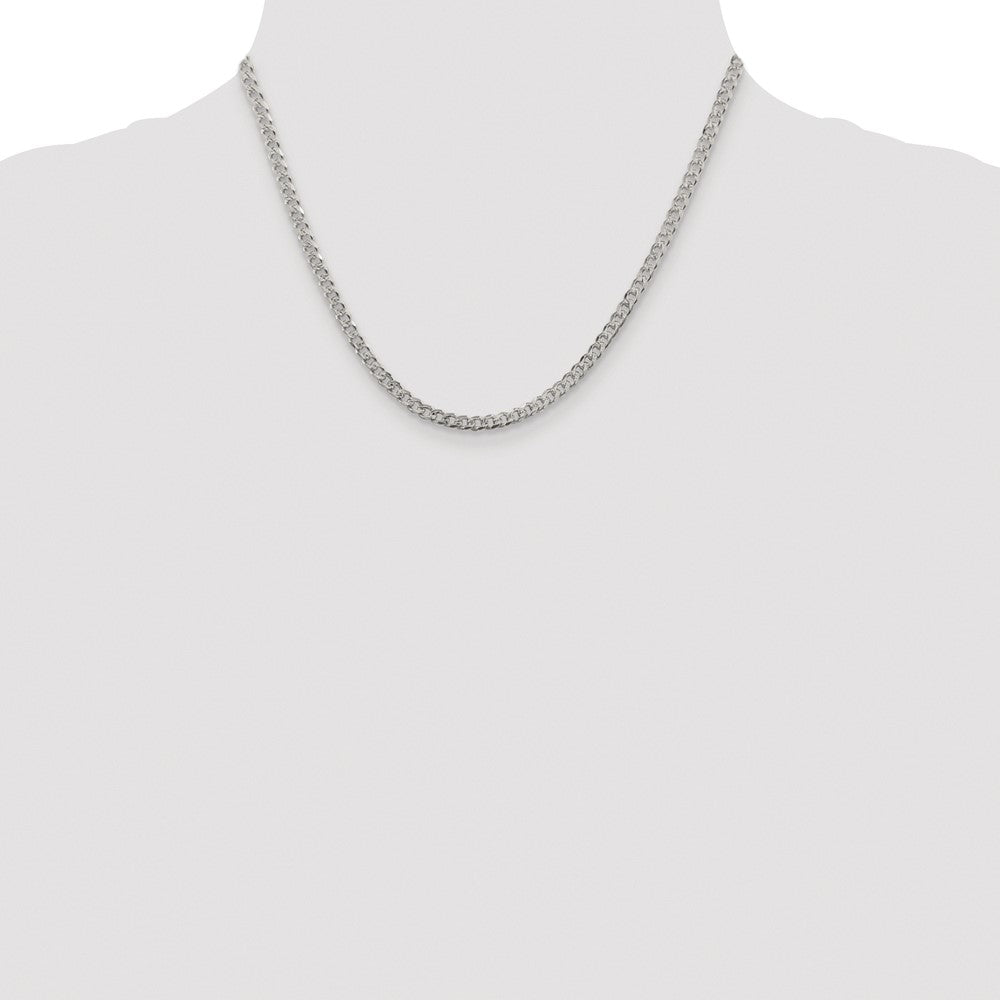 Sterling Silver Rhodium-plated 3.8mm Pavé Curb Chain