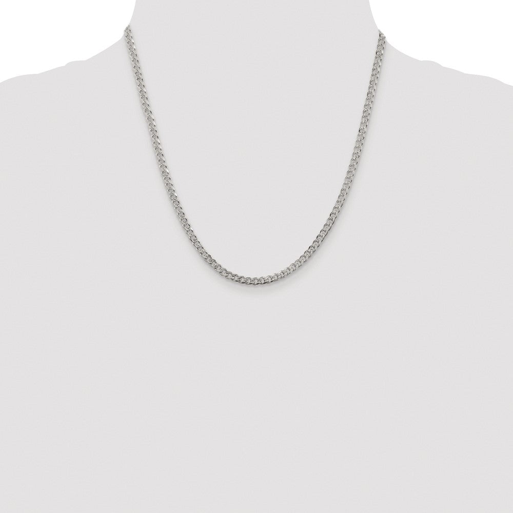 Sterling Silver Rhodium-plated 3.8mm Pavé Curb Chain
