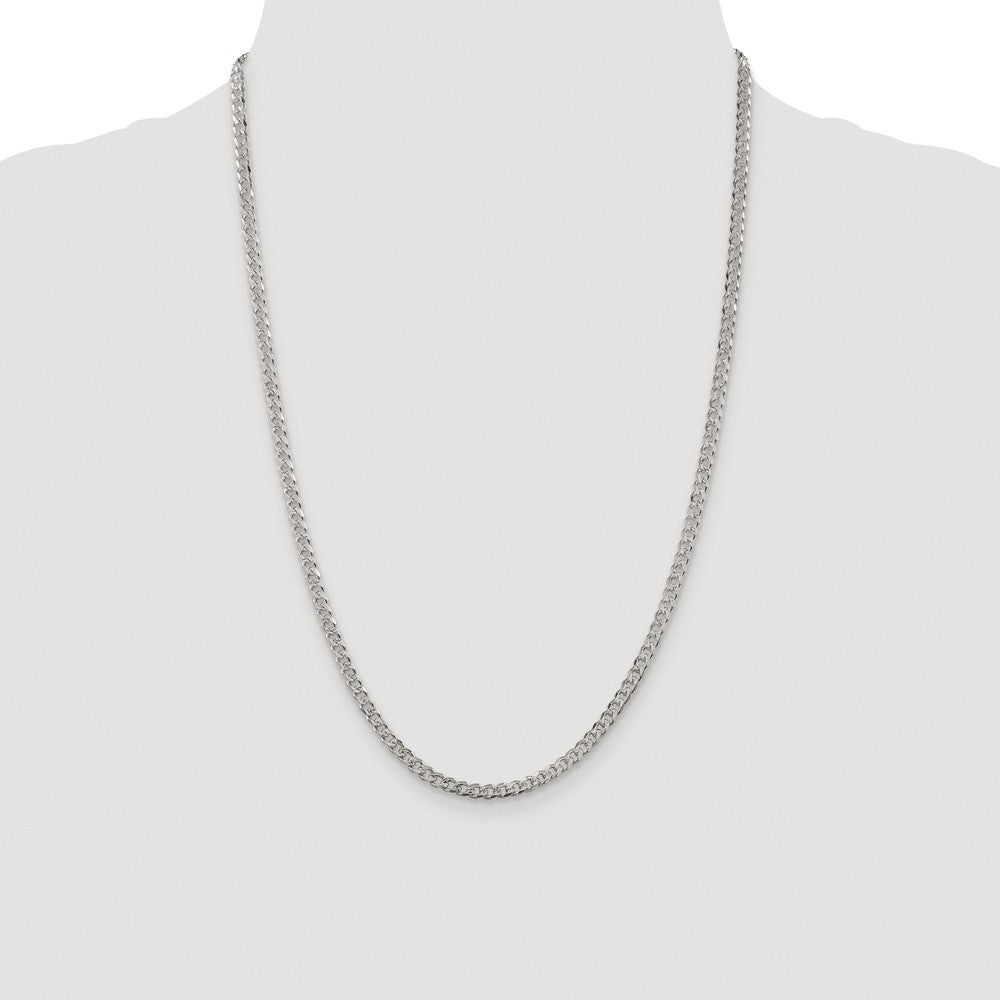 Sterling Silver Rhodium-plated 3.8mm Pavé Curb Chain