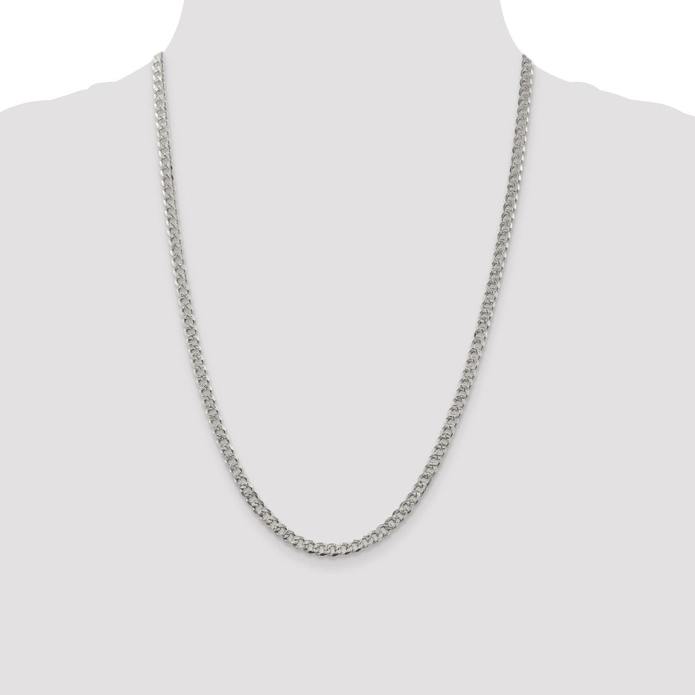 Sterling Silver 4.5mm Pavé Curb Chain