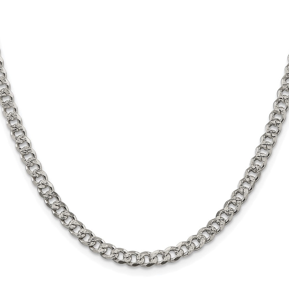 Sterling Silver Rhodium-plated 4.5mm Pave Curb Chain