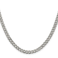 Sterling Silver Rhodium-plated 4.5mm Pave Curb Chain
