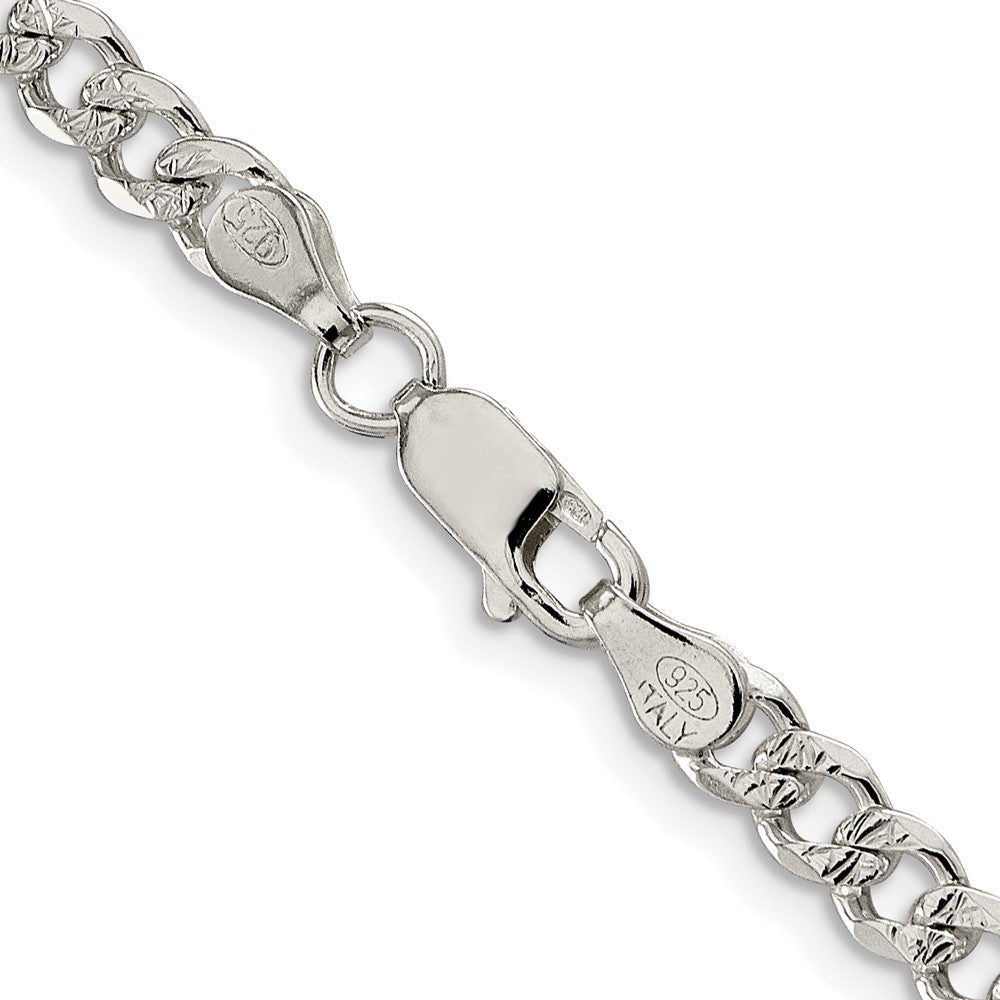 Sterling Silver Rhodium-plated 4.5mm Pave Curb Chain