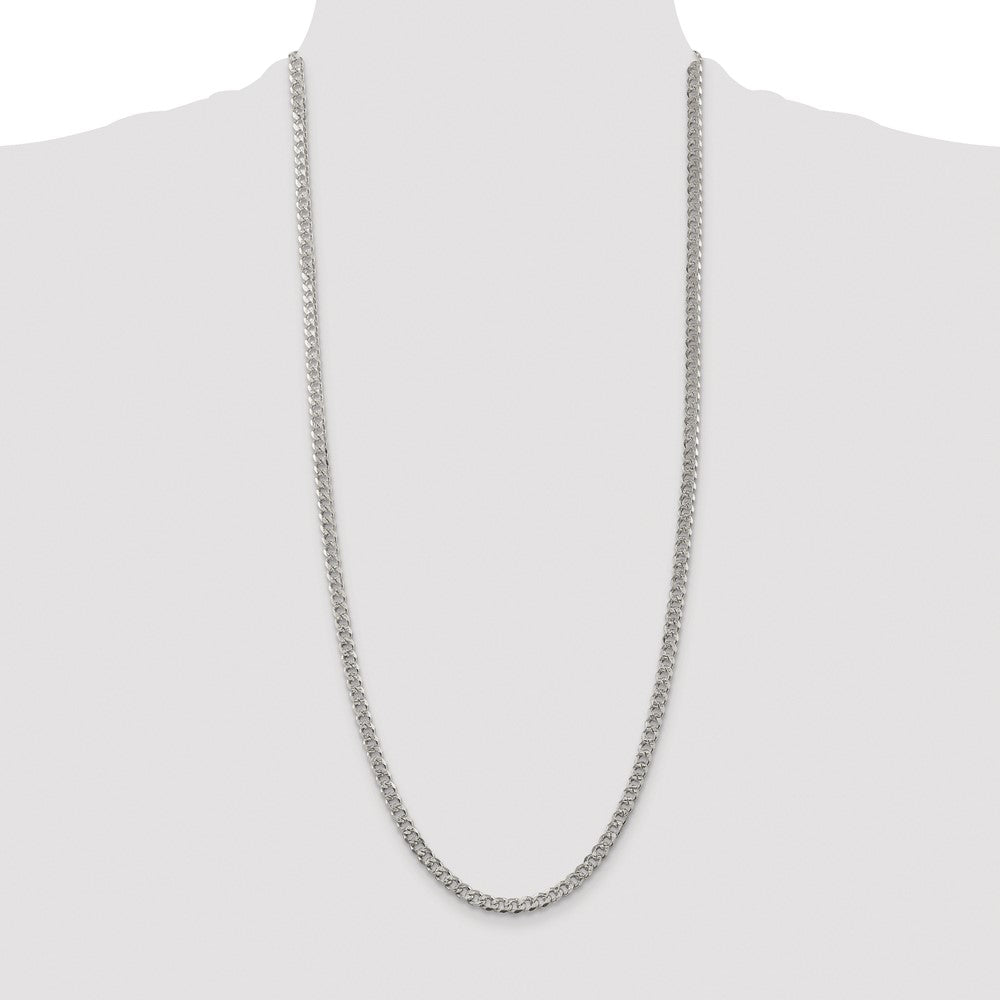 Sterling Silver Rhodium-plated 4.5mm Pave Curb Chain