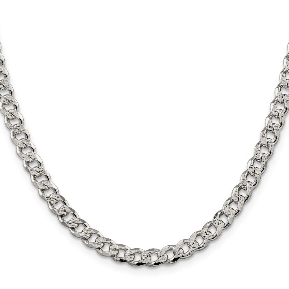 Sterling Silver 5.5mm Pavé Curb Chain
