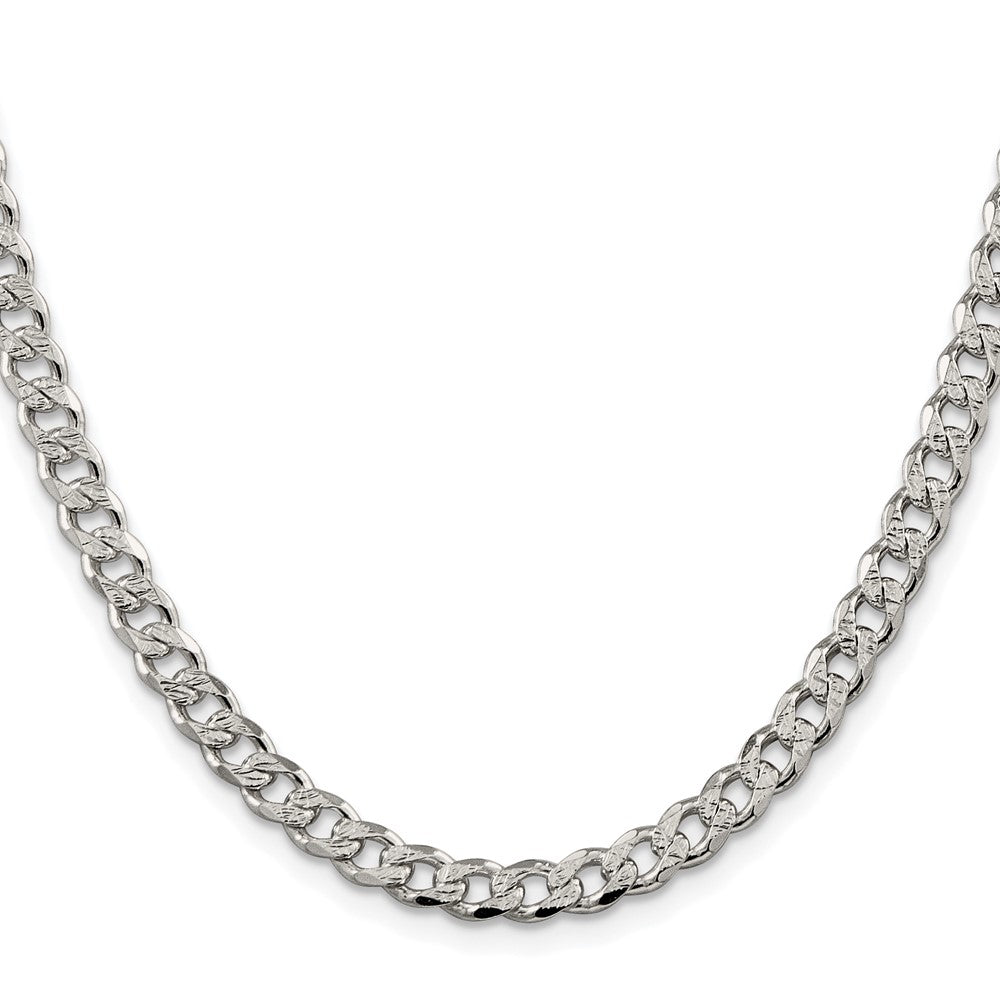 Sterling Silver Rhodium-plated 5.5mm Pave Curb Chain