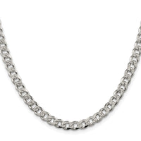 Sterling Silver Rhodium-plated 5.5mm Pavé Curb Chain