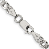 Sterling Silver Rhodium-plated 5.5mm Pavé Curb Chain