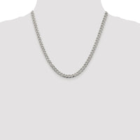 Sterling Silver Rhodium-plated 5.5mm Pavé Curb Chain