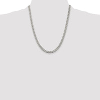 Sterling Silver Rhodium-plated 5.5mm Pavé Curb Chain