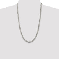 Sterling Silver Rhodium-plated 5.5mm Pavé Curb Chain
