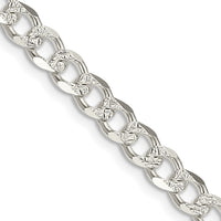 Sterling Silver 5.5mm Pavé Curb Chain