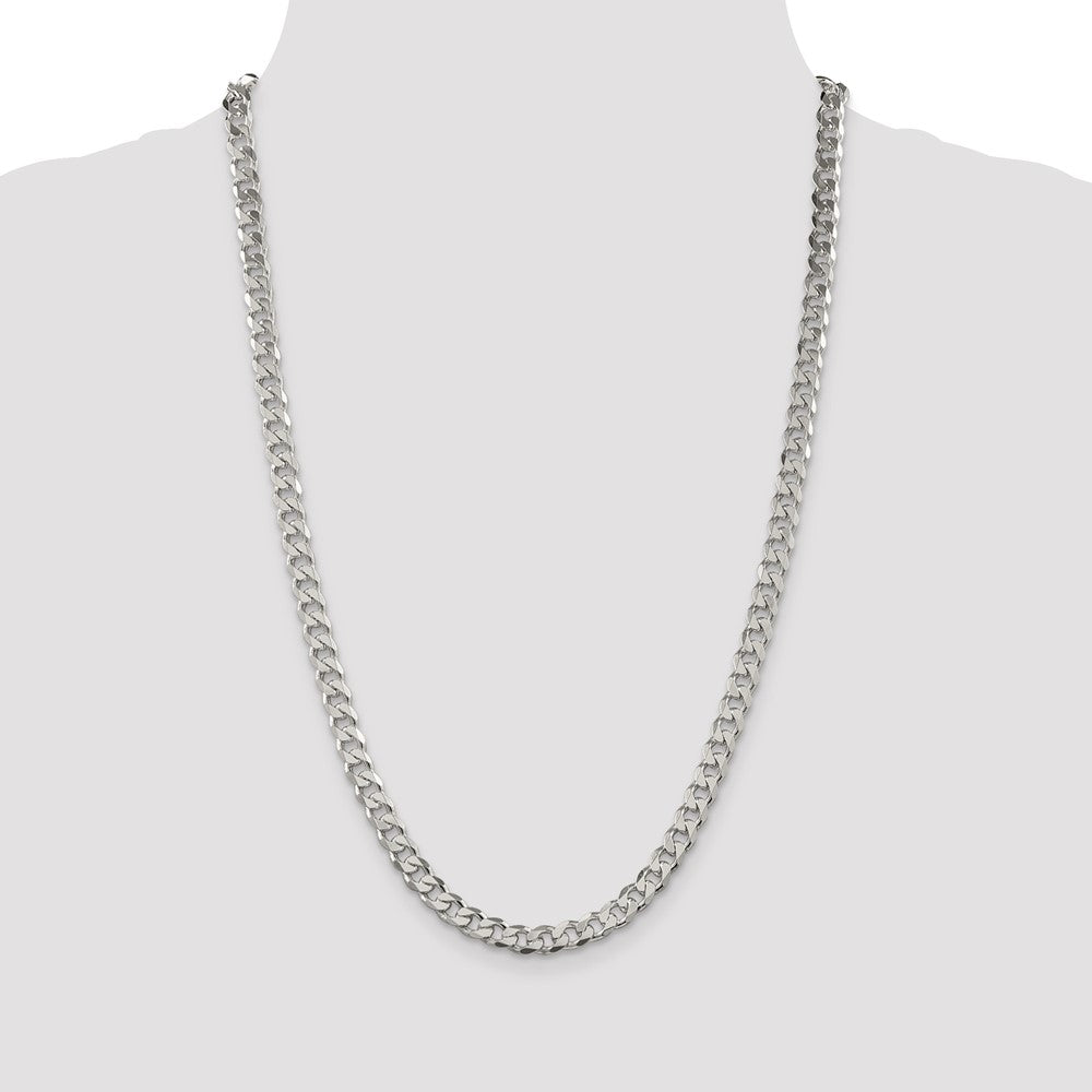 Sterling Silver 7mm Pavé Curb Chain