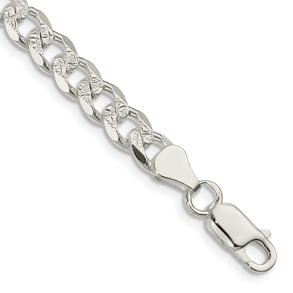 Sterling Silver 7mm Pavé Curb Chain