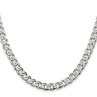 Sterling Silver Rhodium-plated 7mm Pavé Curb Chain