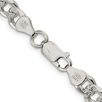 Sterling Silver Rhodium-plated 7mm Pavé Curb Chain