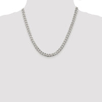 Sterling Silver Rhodium-plated 7mm Pavé Curb Chain