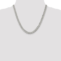 Sterling Silver 7.5mm Pavé Curb Chain