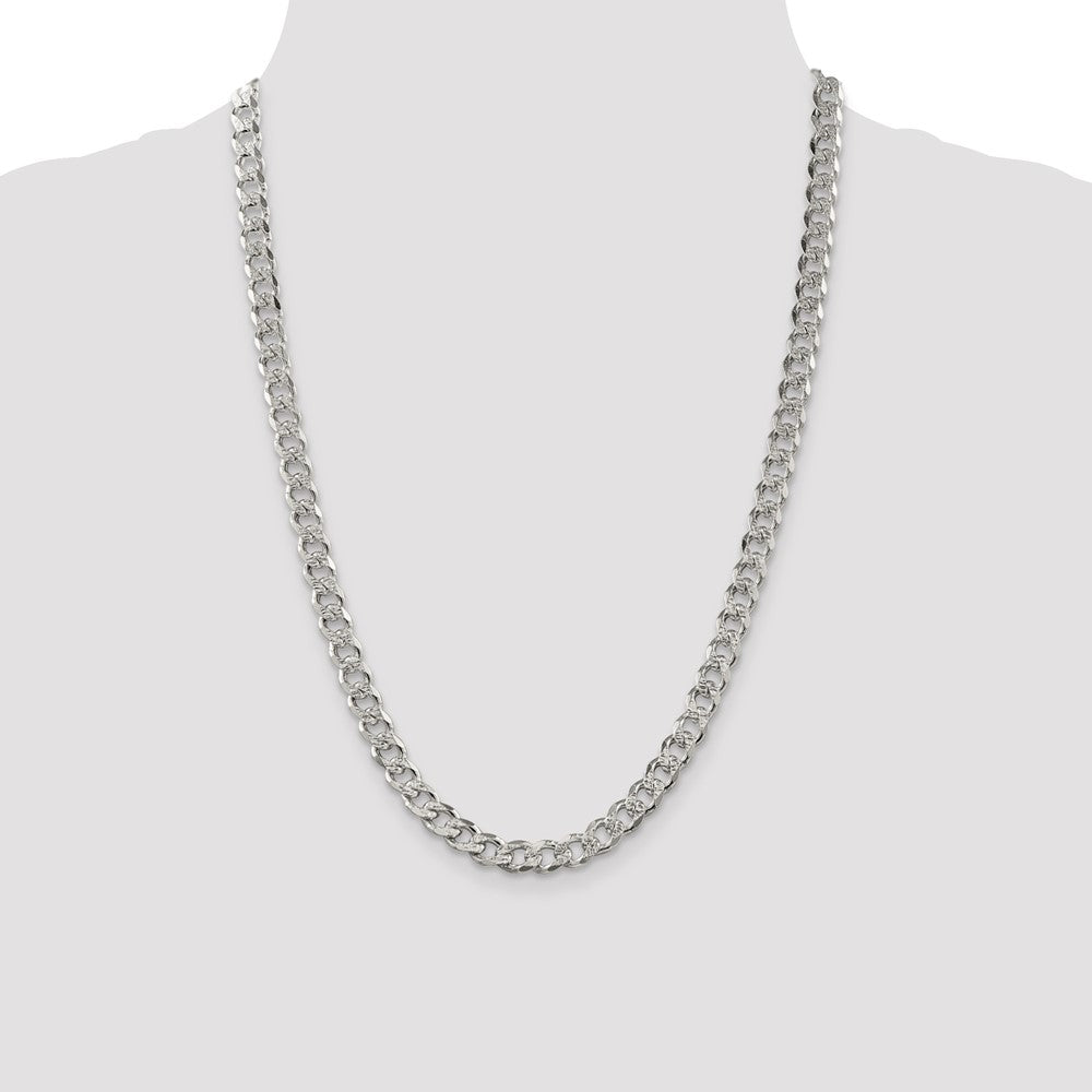 Sterling Silver 7.5mm Pavé Curb Chain