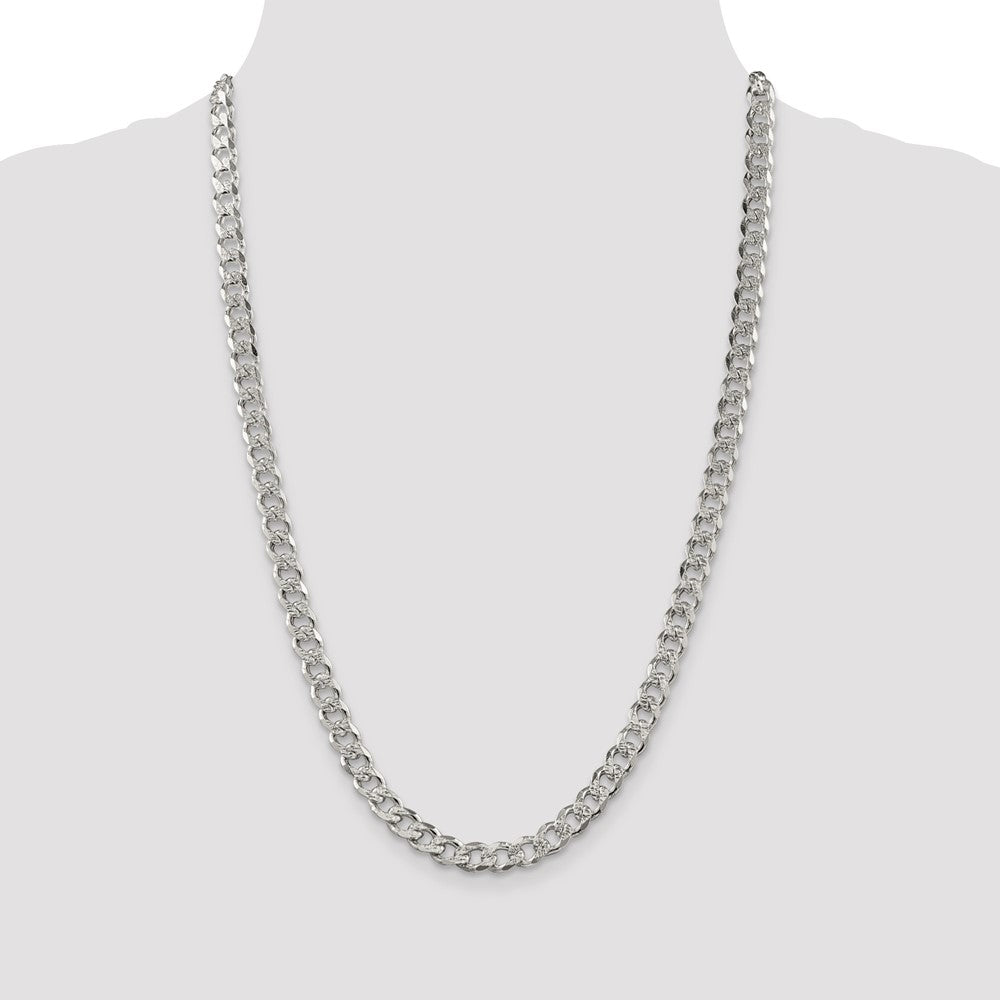 Sterling Silver 7.5mm Pavé Curb Chain